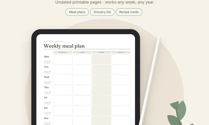 Weekly Meal Planner & Grocery List product preview